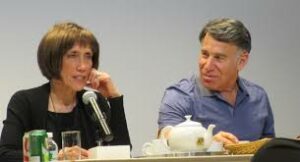 Lyricist Susan Birkenhead and composer-lyricist Stephen Schwartz at the 2016 ASCAP Musical Theatre Workshop in NYC, discussing recommended song rewrites for a new musical. Photo by Carol de Giere.