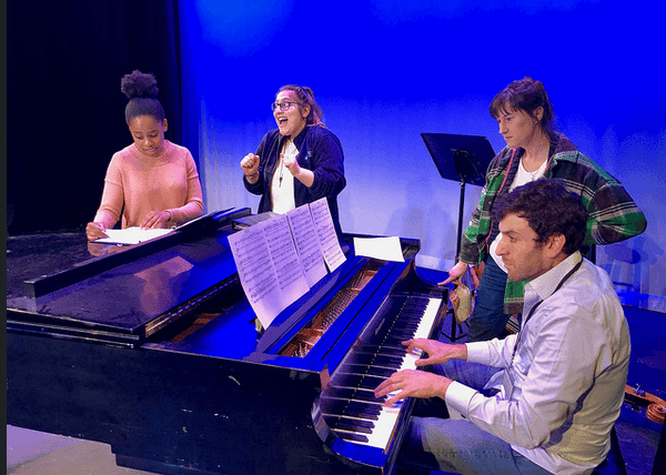 Dan Israel and Phoebe Kreutz rehearsing for the BMI workshop showcase