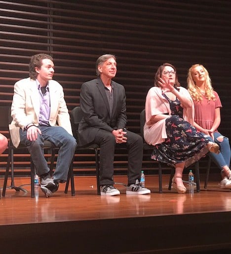 Madison New Works Lab - Second night talkback with audience (left to right): Zev Burrows (composer), Mark Evan Chimsky (book writer and lyrics), Kate Arecchi (director), and Kathleen Laura Halverson (Em)