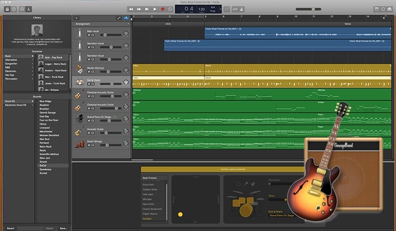 garageband mac workspace composer tools