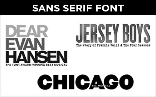 Broadway key art fonts sans serif