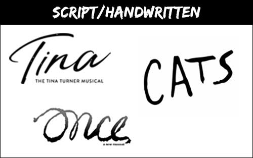 Broadway key art fonts script