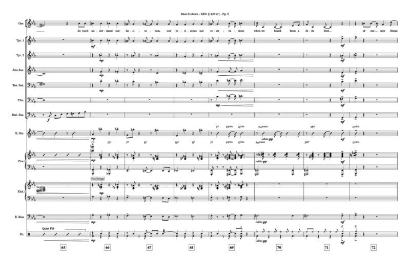 “Shut It Down" from 2084, Music and Lyrics by Travis Frank and Leonoor Rinke de Wit, Orchestrations by Travis Frank