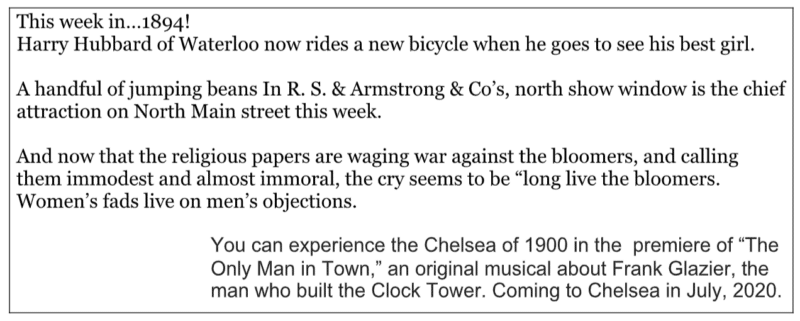 Newspaper copy featuring historical facts