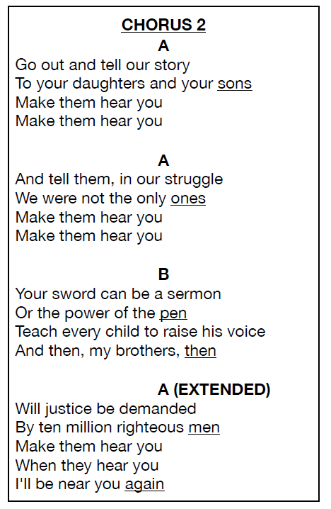 Second section of Make Them Hear You, broken into sections to show its form