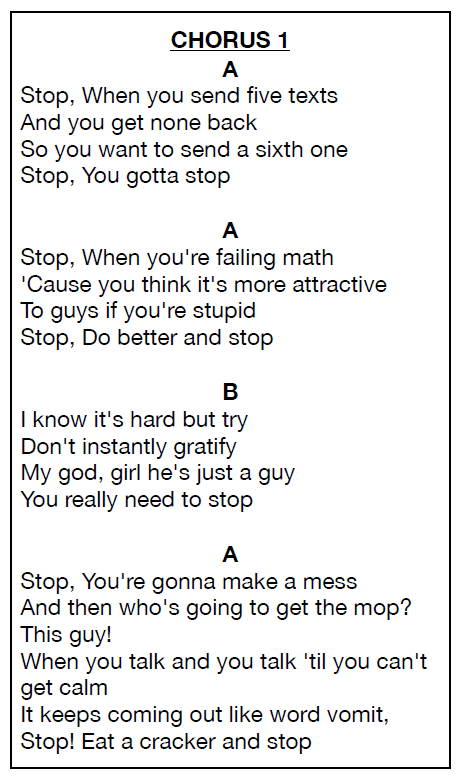 Additional Lyrics from Stop from Mean Girls