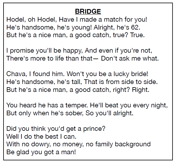 Lyrics to Matchmaker Bridge