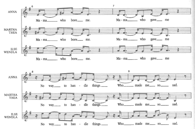 score from "Mama Who Bore Me (Reprise"